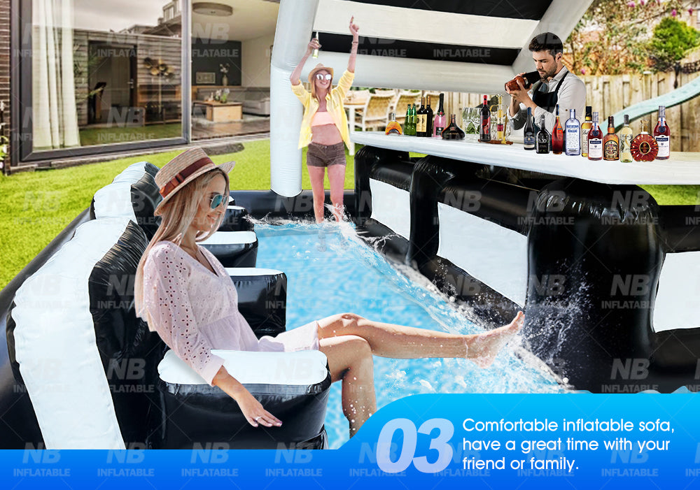 NB-PB024 Customizable Outdoor Inflatable Pool Bar Tent New Design for Backyard Parties Swimming Pools and Water Bars