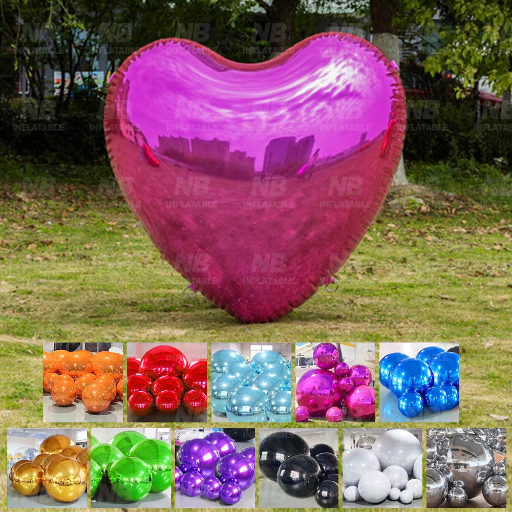 NB-MB012 Inflatable Mirror Heart Shaped Balloon Festival Event Decor Inflatable Huge Mirror Balloons for Party Wedding Decoration