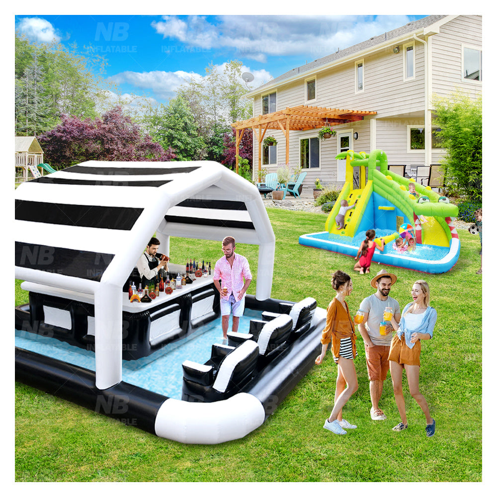 NB-PB020 Outdoor Backyard Pvc Pool Inflatable Bar With Bounce Drinking Party Tent Large Pub Inflatable Bar Pool With Seats For Home Parties