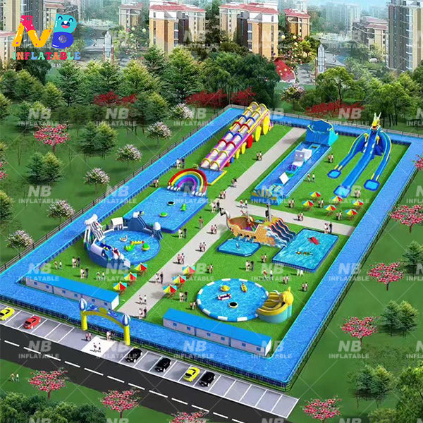 NB-LW011 Inflatable water park inflatable water slide with inflatable swimming pool