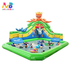 NB-LW017 Inflatable water park on land Large swimming pool with Inflatable water slide children aqua theme park