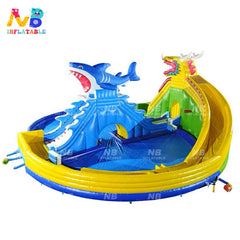 NB-LW030 Commercial water play equipment mobile land inflatable ground water park with large pool slide for adults