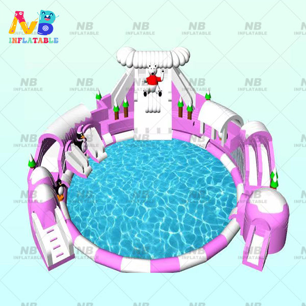 NB-LW040 Commercial Amusement Park Inflatable Water Slide Inflatable Ground Water Park Giant Land