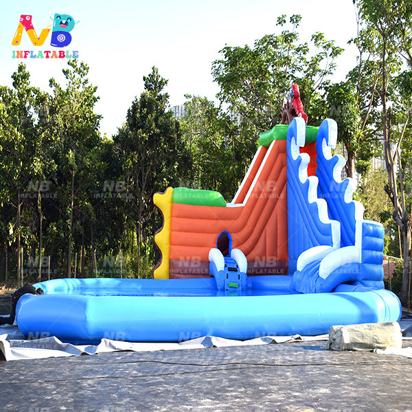 NB-LW046 Fun city ground water park safety amusement PVC bouncy trampoline Inflatable water slide combo for kids