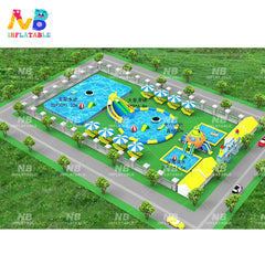 NB-LW005 Custom commercial mobile inflatable land water park equipment ocean theme inflatable aqua park for kids and adult