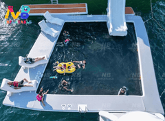 NB-WG031 Drop Stitch Inflatable Water Party Leisure Dock Platform Round Shape Floating Mat inflatable floating islands